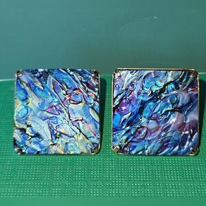 #110 Earrings Prisma Unique Handcrafted Glass in Blue Purple Highlights & Gold